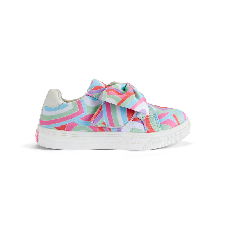 Bowie Printed Bow Trainer - Pink Gloss