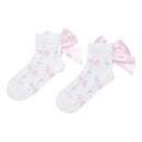 Rowan Bow & Stripe Print Ankle Sock - Bright White