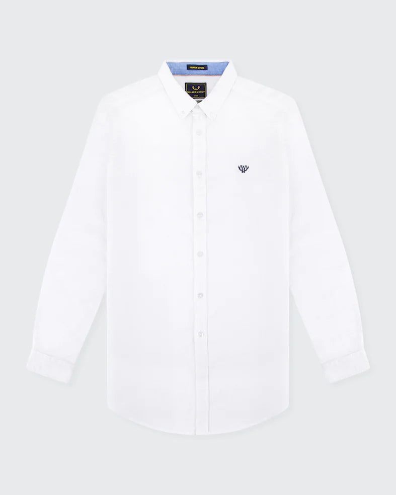 Long Sleeve Oxford Shirt - White