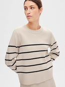 Liva Round Neck Jumper - Birch/black