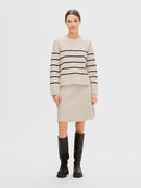 Liva Round Neck Jumper - Birch/black