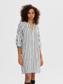 Alberta 3/4 Stripe Dress - Snow White/black Stripe