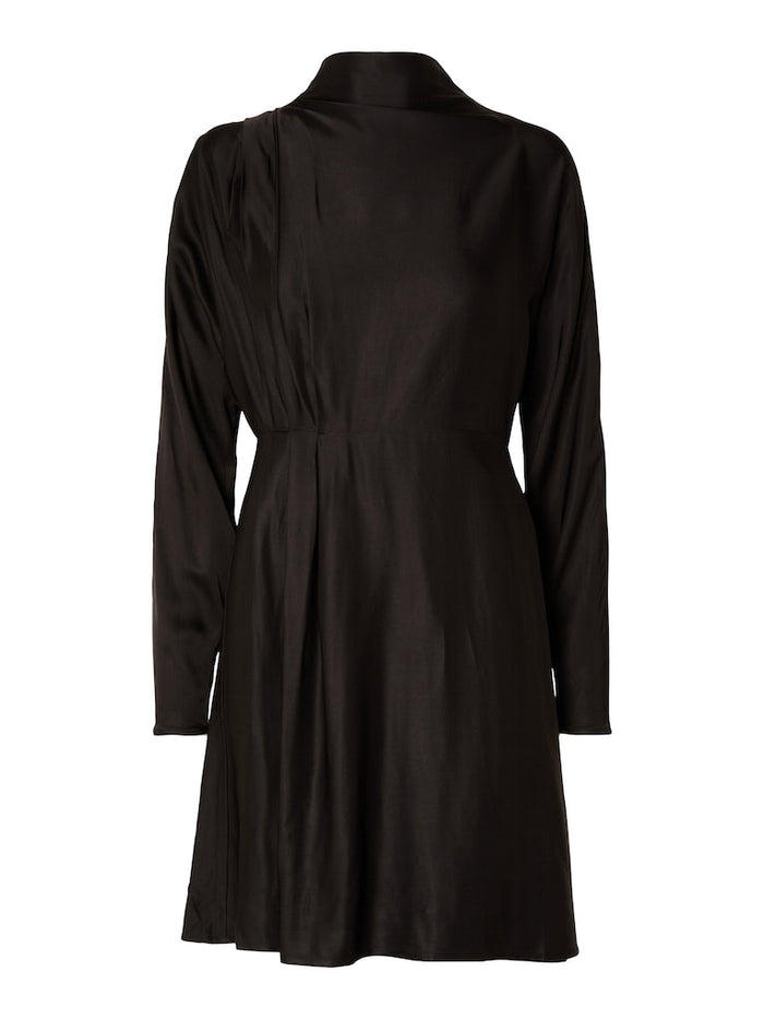 long sleeve bow tie neck dress Dove Grace Pussy-Bow Maxi Dress | Vegan Silk