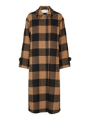 Evana Long Wool Coat - Toasted Coconut/black