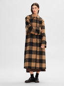 Evana Long Wool Coat - Toasted Coconut/black