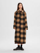 Evana Long Wool Coat - Toasted Coconut/black