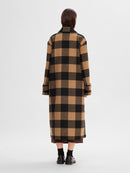 Evana Long Wool Coat - Toasted Coconut/black