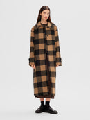 Evana Long Wool Coat - Toasted Coconut/black