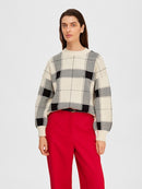 Oli RoundNeck Check Jumper - Birch/black