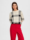 Oli RoundNeck Check Jumper - Birch/black