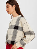 Oli RoundNeck Check Jumper - Birch/black