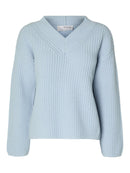 Selma V Neck Jumper - Cashmere Blue