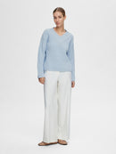 Selma V Neck Jumper - Cashmere Blue