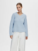 Selma V Neck Jumper - Cashmere Blue