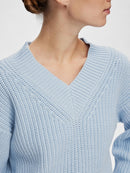 Selma V Neck Jumper - Cashmere Blue