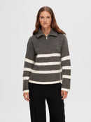 Maline Stripe 1/2 Zip Jum - Grey Melange/birch