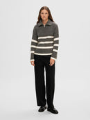 Maline Stripe 1/2 Zip Jum - Grey Melange/birch
