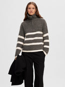 Maline Stripe 1/2 Zip Jum - Grey Melange/birch