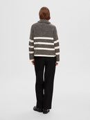 Maline Stripe 1/2 Zip Jum - Grey Melange/birch