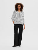 Alberta 3/4 Stripe Shirt - Snow White/black Stripe
