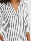 Alberta 3/4 Stripe Shirt - Snow White/black Stripe