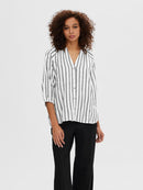 Alberta 3/4 Stripe Shirt - Snow White/black Stripe