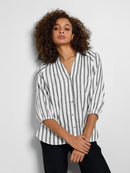 Alberta 3/4 Stripe Shirt - Snow White/black Stripe