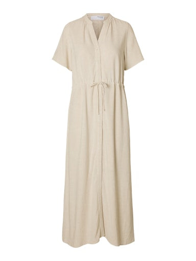 Viva-Damina Ss Ankle Dress - Sandshell