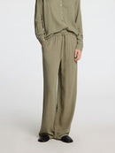 Viva-Gulia Long Linen Trousers - Vetiver