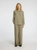 Viva-Gulia Long Linen Trousers - Vetiver