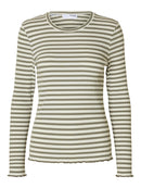 Long Sleeve Stripe Tee - Vetiver/snow White