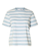 Essential Striped Boxy Tee - Cashmere Blue Bright White