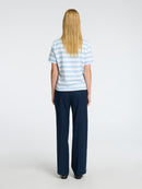 Essential Striped Boxy Tee - Cashmere Blue Bright White
