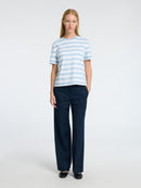 Essential Striped Boxy Tee - Cashmere Blue Bright White