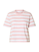 Essential Striped Boxy Tee - Bleached Mauve Bright White