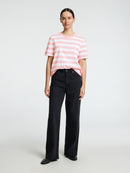 Essential Striped Boxy Tee - Bleached Mauve Bright White