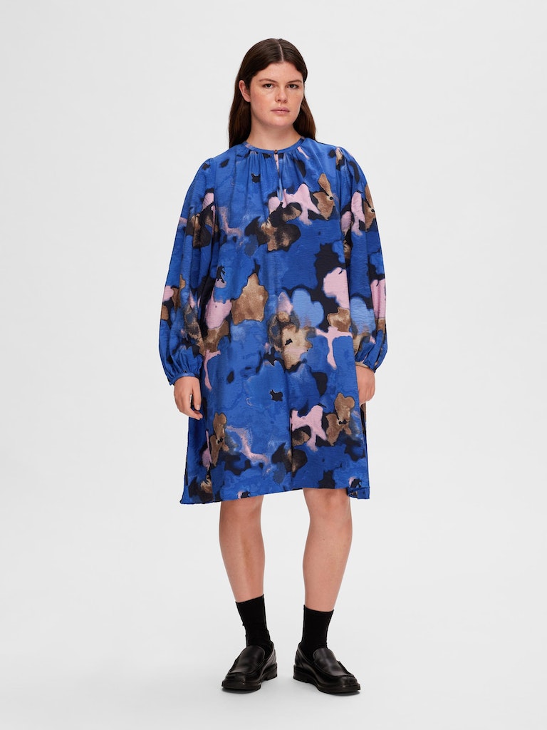 Mariette AOP Dress - Dark Sapphire Print
