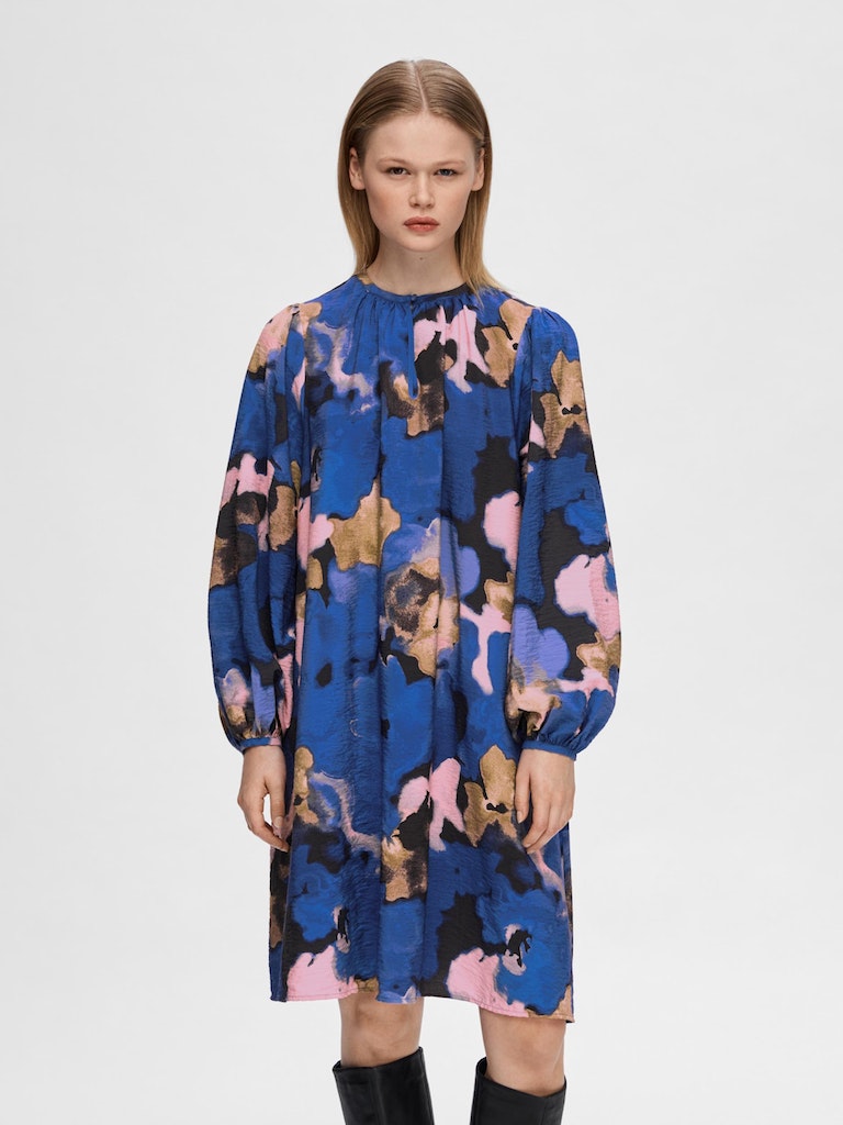 Mariette AOP Dress - Dark Sapphire Print