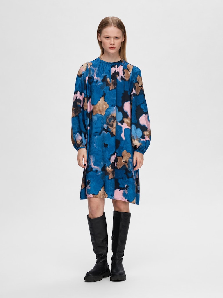 Mariette AOP Dress - Dark Sapphire Print