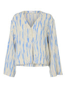 Baela Print V Neck Blouse - Birch Print