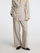 Margo Wide Leg Linen Blend Trouser - Sepia Tint