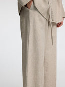 Margo Wide Leg Linen Blend Trouser - Sepia Tint