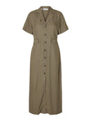 Natuk Button Ankle Dress - Vetiver