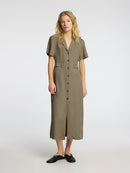 Natuk Button Ankle Dress - Vetiver