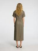 Natuk Button Ankle Dress - Vetiver