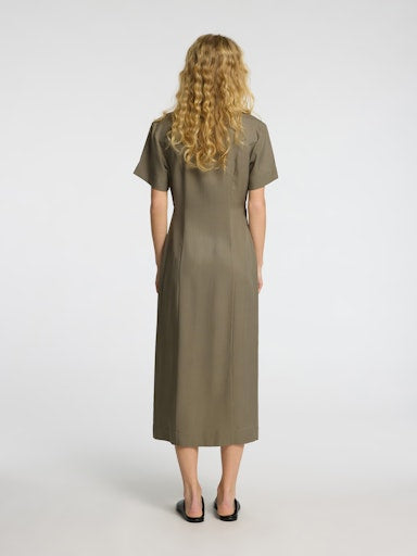 Natuk Button Ankle Dress - Vetiver