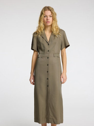 Natuk Button Ankle Dress - Vetiver