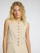 Iluna Button Waistcoat - Sandshell