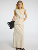 Iluna Button Waistcoat - Sandshell