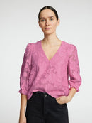 Sadie 3/4Sleeve VNeck Top - Rosebloom